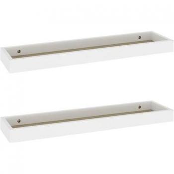2 Stück Wandregale Loggia Eichen-Optik Weiß 60x15x4 cm