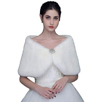 Elegant Off‑White Faux Fur Bridesmaid Shrug