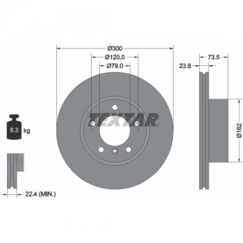 Disque de frein TEXTAR 92137705 avant, ventilé, haute teneur en carbone
