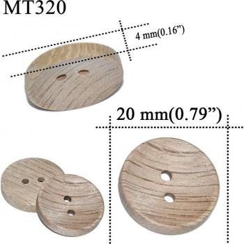 30PCs Wooden Buttons with Chestnut Wood Texture 2 Holes
