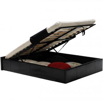 Torino Lit coffre 140 × 190 cm sommier à lattes, couleur noire