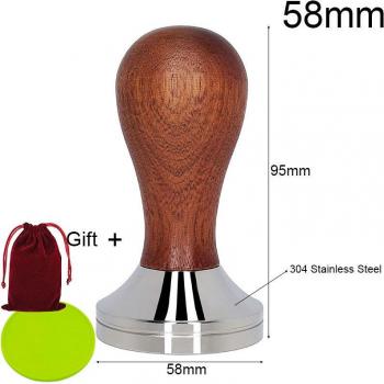 Herramienta de prensado de café con base de acero inoxidable 304 y mango de madera 51/53/58mm