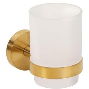 BABLO Brillantbad Messinghalter mit Milchglas – Gold matt, 105 × 70 × 95 mm