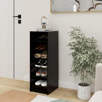 Día y Noche Mueble zapatero madera contrachapada negro 31,5x35x90 cm