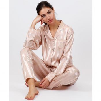 Pyjama Confort Satin Rayé Bleu