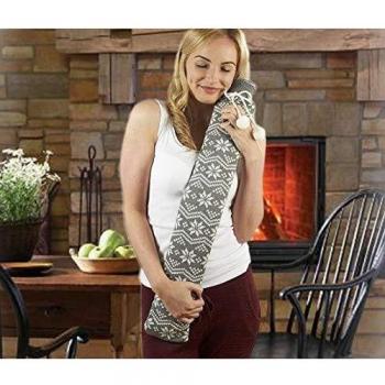 Frosty Nights Extra Long Hot Water Bottle Grey Nordic Knit Snowflake