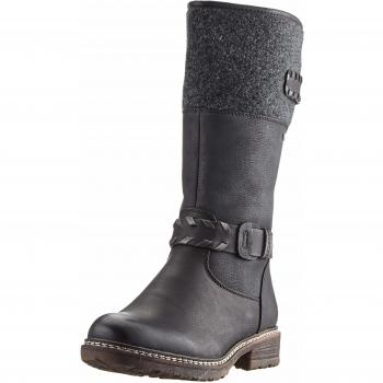 Rieker 94779 Hohe Stiefel für Damen, Schwarz/Altsilber