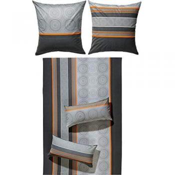 Erwin Müller Bettwäsche Flanell grau-orange 155x220 cm (40x80 cm)