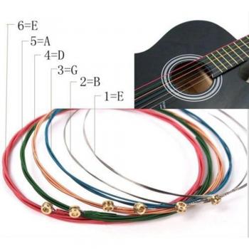 6pcs/set Colorful E-A Guitar Strings for Acoustic and Classic Folk Guitars