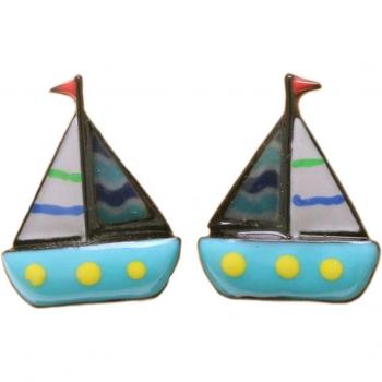 Pendientes Bateau Turquesa 20x18 mm de Les Trésors De Lily