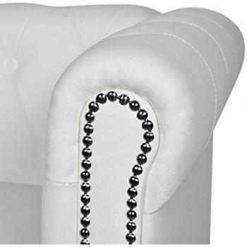 Chesterfield Style 2-Seater Sofa in White PU Leather