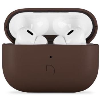 Marron Élégant AirPods Pro 3 – Coque Cuir Full‑Fleur
