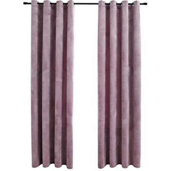 VidaXL Blackout Curtains with Rings 2 pcs Velvet Antique Pink 140x175 cm