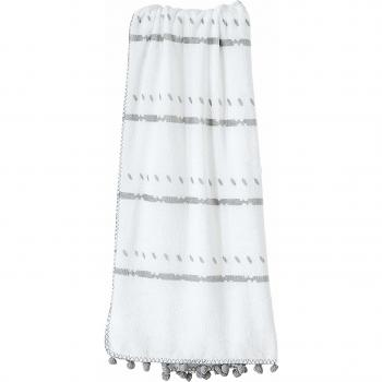 Cozy Pompom Fringe Throw