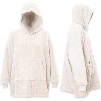 Felpa con cappuccio “A Maglia” design bianco, 70x50x87 cm, pile caldo e soffice – regalo di Natale