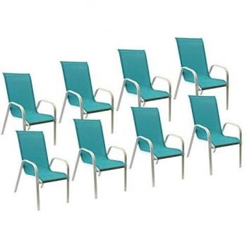 Chaises empilables Marbella en textilène bleu