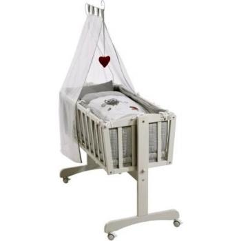 Roba Babywiege 'Adam & Eule' (40x90cm), weiß, mit Feststellfunktion, inkl. Ausstattung