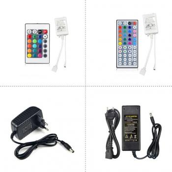 24‑Schlüssel‑Paket: DC12V RGB LED IR-Fernbedienung + 3A/5A Netzteil für SMD 5050/3528 LEDs
