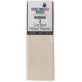 Junior Joy Cot Bed Cotton Fitted Sheet Bundle (Pack of 2, Cream)
