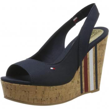 Tommy Hilfiger Sandalias con Plataforma para Mujer, Rayas, Azul (Midnight 403)