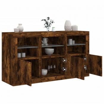 Smoked Oak Sideboard with LED Lighting 123x37x67 cm