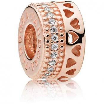 Separador Pandora Rose con circonitas y corazones Ref 787415CZ
