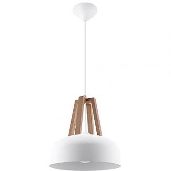 Elegante Pendelleuchte in Weiß und Holz