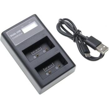 Chargeur double USB/micro‑USB VHbw adapté aux appareils Fuji/X‑E2S, X‑E3, X‑H1, X‑M1 avec câble micro‑USB