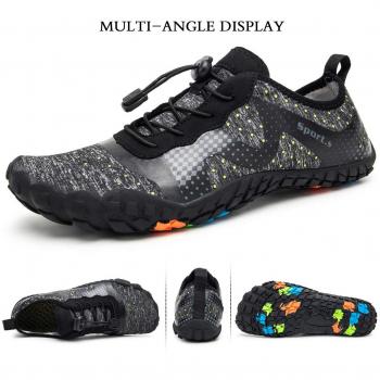 Herren Trekking Fitnessschuhe rutschfest Grau Schwarz