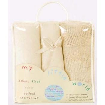 Cream White Nursery Starter Kit – Pram, Moses Blanket, Jersey Sheet