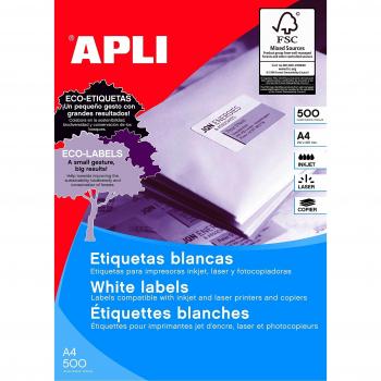APLI Caja 500 hojas etiquetas blancas i/l/c 210×148 mm