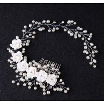 Flower Pearl Headband for Brides
