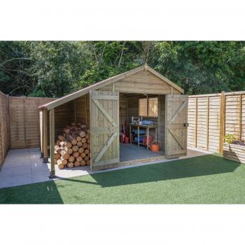 Forest Garden Timberdale 10 x 8ft Double Door Apex Shed & Log Store