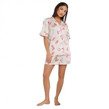 Satin Western Set (chemise + short) blanc PixieGirl Petite