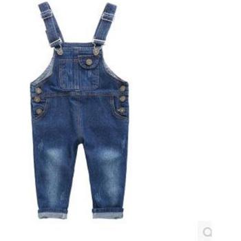 Salopette en Denim pour filles et garçons, bleu solide, Ov003