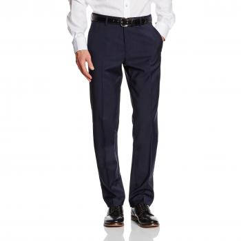 ESPRIT Collection Men's COMF Wool Relaxed Suit Trousers, Blue, 36L