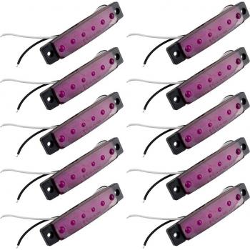 10Pcs Purple 6 LED Trailer Side Light DC 12V-24V