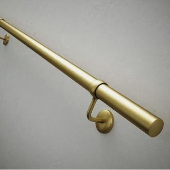 Forgeworks Modern Gold Handrail Set – 3.6m, Satin Brass Finish
