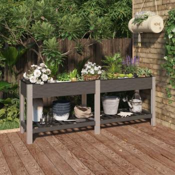 Estufa de Canteiro Elevado VidaXL 200x50x75cm – WPC Cinza e Prateleira Integrada