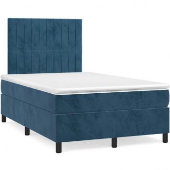 VidaXL Dunkelblaues Samt Boxspringbett 120x190 cm mit Matratze
