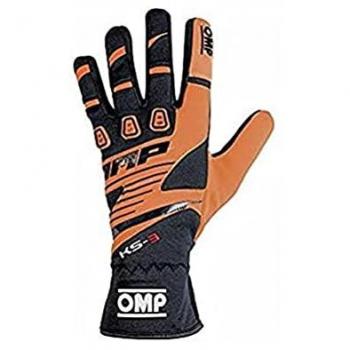 OMP KS‑3 Middle‑Size Kart Gloves – Black and Fluorescent Orange