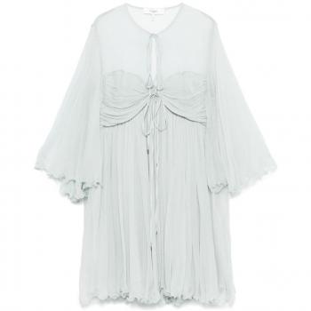 Chloé Clear Blue Mini Silk Dress with Ruffles – 36