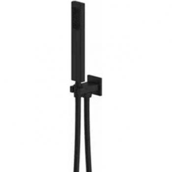 Matte Black Shower Head with Brass Holder and 1.5m Hose