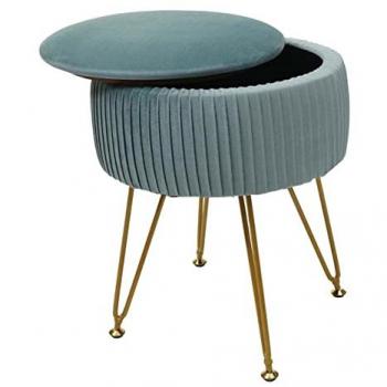 Mendler Pouf HWC-K47, Tabouret avec Compartiment de Rangement, Ø 33cm, Aspect Velours