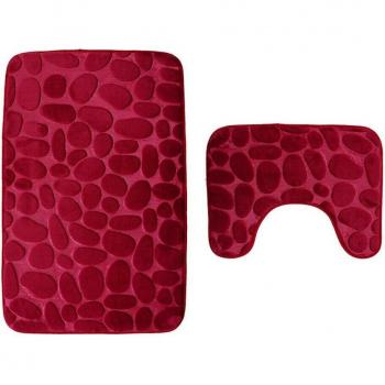 2PC Toilet Seat Cover and Mat Set Non-Slip Rubber Backing