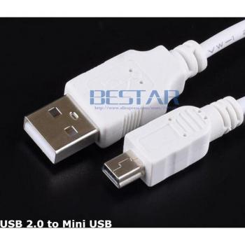White 5Pin Mini USB to USB 2.0 A Male Charging Cord