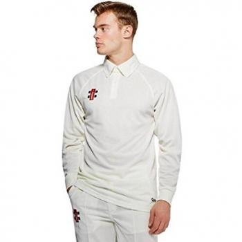 Men's Gray‑Nicolls Matrix Long Sleeve Cricket Polo – Senior, White
