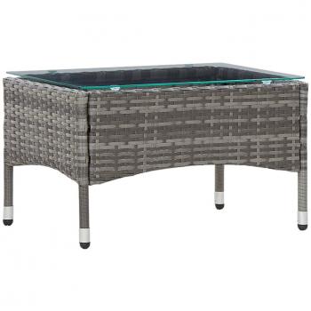 Table Basse Patio Gris 60x40x36 cm Résine Tressée