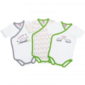 Schildkröten-Wickelbody-Set 3er-Pack, Interlock Jersey Natur, Größe 44