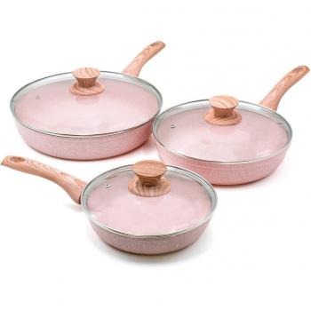 Set padelle con coperchi Stonerose 20, 24, 28 cm